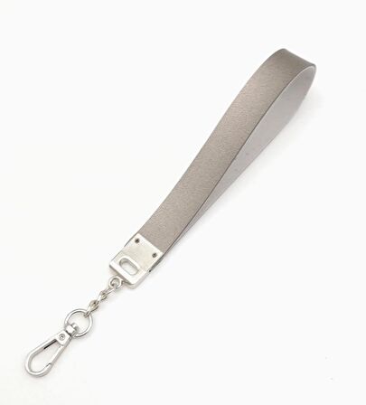 Gri Tek Kat Suni Deri Zincirli Elcik Gümüş Metal