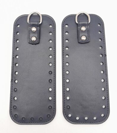 Lacivert Suni Deri Dikdörtgen Çanta Yan Parçası Gümüş Metalli