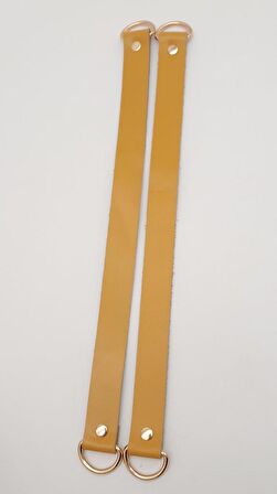 Hardal Gerçek Deri 37X2.3 Cm Çift Çanta Sapı Light Gold Metalli