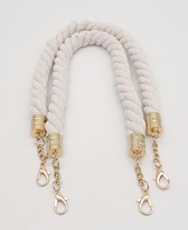 50 cm Pamuklu Halat Model Çift Çanta Sapı Light Gold Metalli