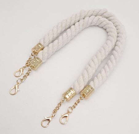50 cm Pamuklu Halat Model Çift Çanta Sapı Light Gold Metalli