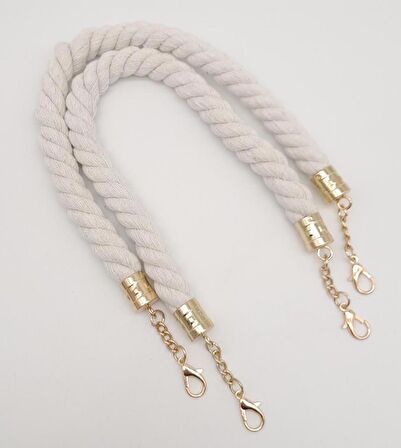 50 cm Pamuklu Halat Model Çift Çanta Sapı Light Gold Metalli
