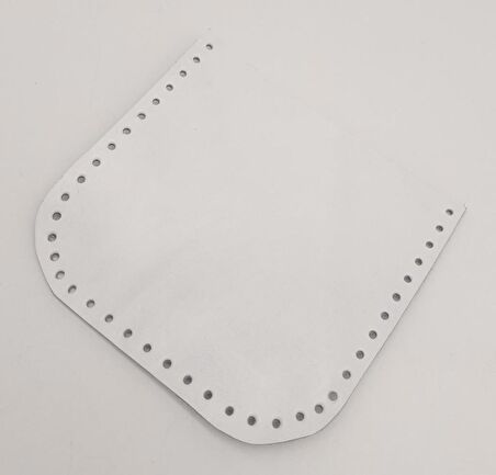 Beyaz Gerçek Deri 12x12 cm Oval Kenar Cep