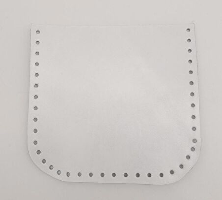 Beyaz Gerçek Deri 12x12 cm Oval Kenar Cep