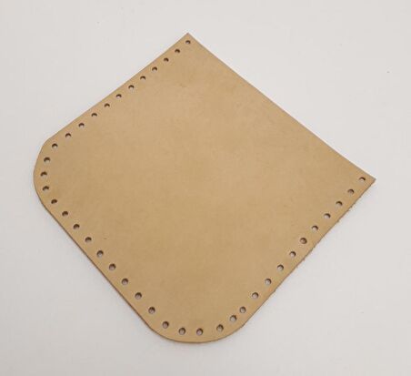 Ham Doğal Renk Gerçek Deri 12x12 cm Oval Kenar Cep
