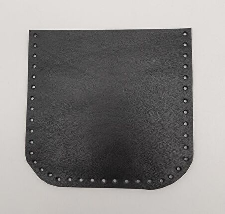 Siyah Gerçek Deri 12x12 cm Oval Kenar Cep