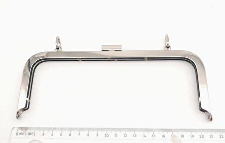 21 Cm Gümüş Dikdörtgen Çanta Klipsi Çanta Bursu