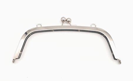 21.5 Cm Gümüş Oval Köşe Çanta Klipsi Çanta Bursu