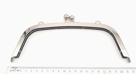 21.5 Cm Gümüş Oval Köşe Çanta Klipsi Çanta Bursu