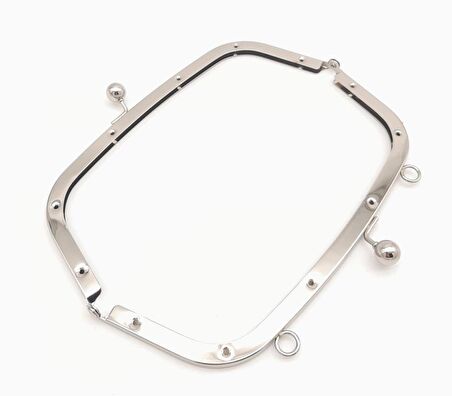 21.5 Cm Gümüş Oval Köşe Çanta Klipsi Çanta Bursu