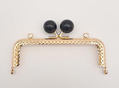 12.5 cm Siyah Toplu Çanta Klipsi Çanta Bursu Light Gold Metal