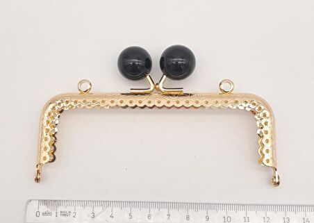 12.5 cm Siyah Toplu Çanta Klipsi Çanta Bursu Light Gold Metal