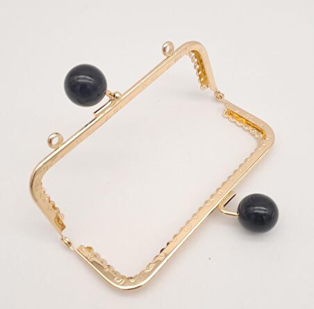 12.5 cm Siyah Toplu Çanta Klipsi Çanta Bursu Light Gold Metal