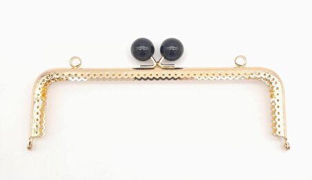 20.5 cm Siyah Toplu Çanta Klipsi Çanta Bursu Light Gold Metal