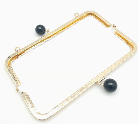 20.5 cm Siyah Toplu Çanta Klipsi Çanta Bursu Light Gold Metal
