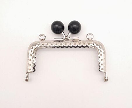 8.5 cm Siyah Toplu Çanta Klipsi Çanta Bursu Gümüş Metal