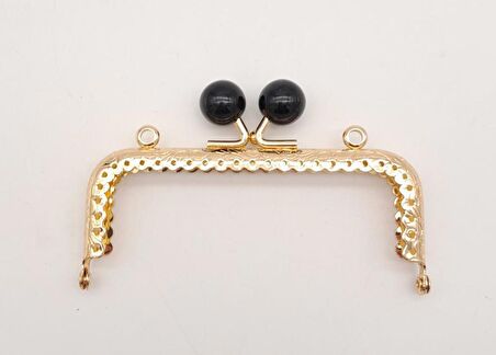 10.5 cm Siyah Toplu Çanta Klipsi Çanta Bursu Light Gold Metal