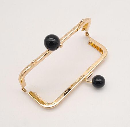 10.5 cm Siyah Toplu Çanta Klipsi Çanta Bursu Light Gold Metal