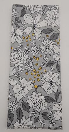 120X50 Cm Gri Çiçekli Desen Pamuklu Astarlık Kumaş No:17