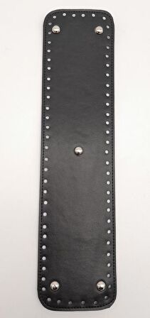 Suni Deri Siyah Renk 40X10 cm Dikdörtgen Çanta Tabanı Gümüş Aparatlı