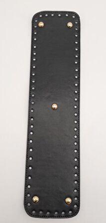 Suni Deri Siyah Renk 40X10 cm Dikdörtgen Çanta Tabanı Light Gold Aparatlı