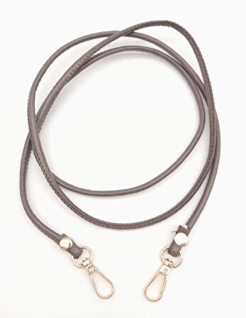 Vizon Renk 5 mm Suni Deri Spagetti Model Çanta Sapı Light Gold Metal