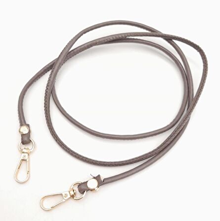 Vizon Renk 5 mm Suni Deri Spagetti Model Çanta Sapı Light Gold Metal