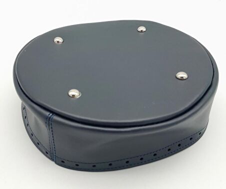 Lacivert Suni Deri 22 cm Yuvarlak Yüksek Çanta Tabanı Gümüş Metalli