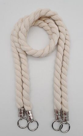 Pamuklu Halat Model Çift Çanta Sapı Gümüş Metalli