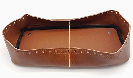 Taba Suni Deri 28x13 cm Yüksek Çanta Tabanı Gümüş Metalli