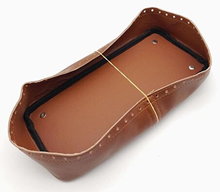 Taba Suni Deri 28x13 cm Yüksek Çanta Tabanı Gümüş Metalli