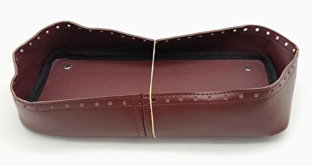Bordo Suni Deri 28x13 cm Yüksek Çanta Tabanı Gümüş Metalli