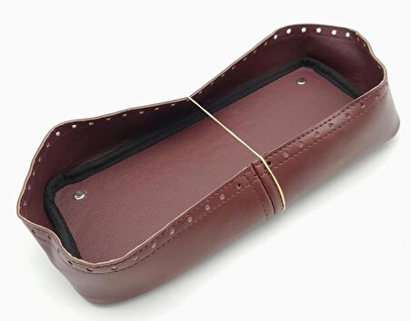 Bordo Suni Deri 28x13 cm Yüksek Çanta Tabanı Gümüş Metalli