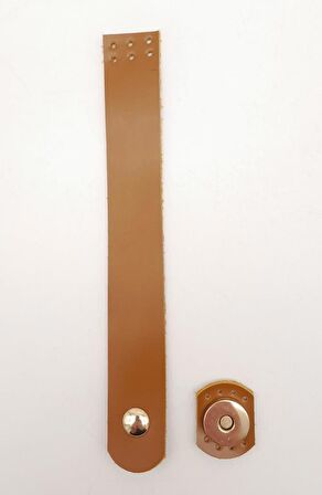 Taba 18x2.3 cm Luna Gerçek Deri Düz Çanta Kapağı Light Gold Metalli