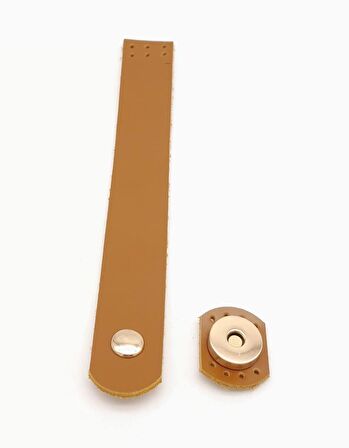 Taba 18x2.3 cm Luna Gerçek Deri Düz Çanta Kapağı Light Gold Metalli