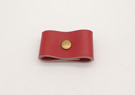 Kırmızı Gerçek Deri Büzgülük Antik Metalli