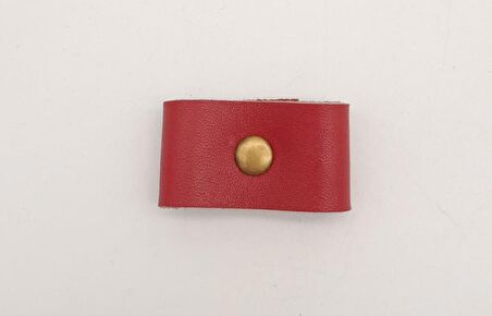 Kırmızı Gerçek Deri Büzgülük Antik Metalli