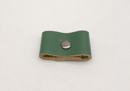 Yeşil Gerçek Deri Büzgülük Füme Metalli