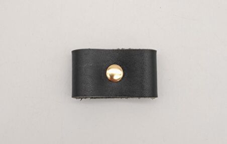 Siyah Gerçek Deri Büzgülük Light Gold Metalli