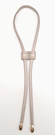 Parlak Vizon İhraç Fazlası Suni Deri Dikişli Büzgü Light Gold Metalli