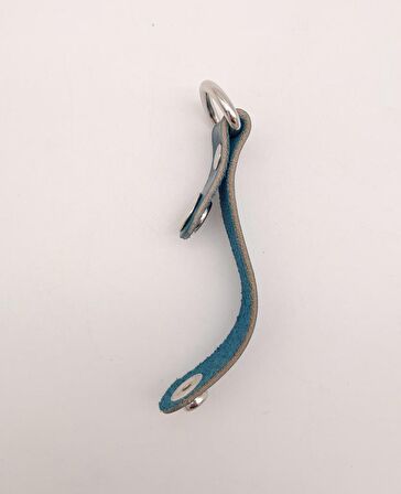 Turkuaz Gerçek Deri Çıtçıtlı Sapucu Böce Gümüş Metalli 1 Adet