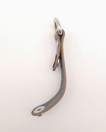 Lacivert Gerçek Deri Çıtçıtlı Sapucu Böce Gümüş Metalli 1 Adet