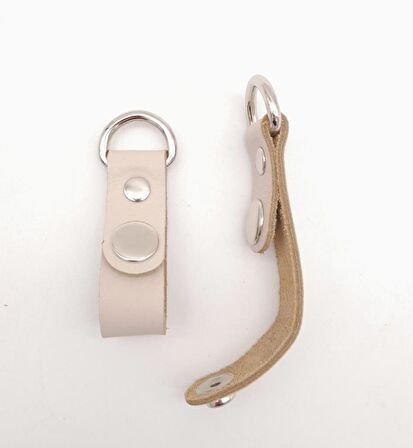 Krem Gerçek Deri Çıtçıtlı Sapucu Böce Gümüş Metalli