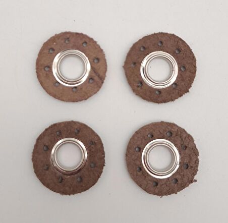 Kahverengi Gerçek Derili 4 lü Kuşgözü Gümüş