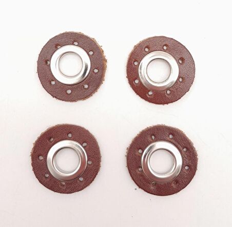 Kızıl Kahve Gerçek Derili 4 lü Kuşgözü Gümüş