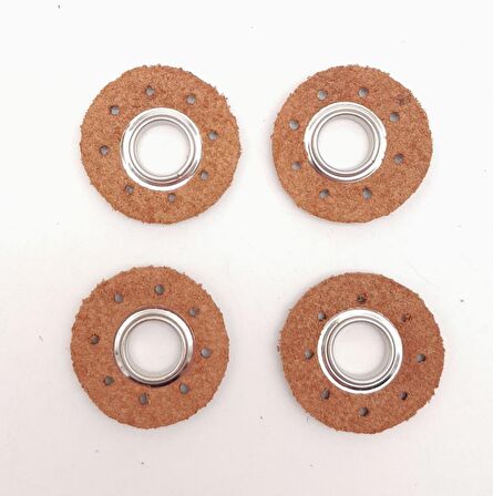 Kızıl Kahve Gerçek Derili 4 lü Kuşgözü Gümüş