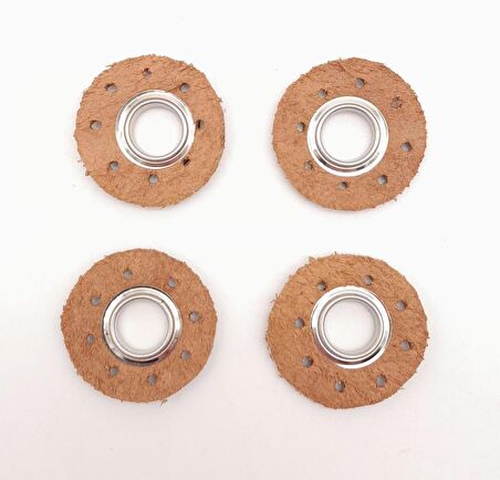 Sütlü Kahve Gerçek Derili 4 lü Kuşgözü Gümüş