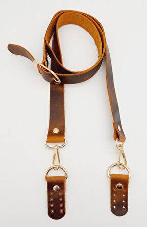 Gerçek Deri Ayarlı Uzun Sap 2.3X130 Crazy Oil Hardal Light Gold Metalli