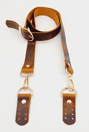 Gerçek Deri Ayarlı Uzun Sap 2.3X130 Crazy Oil Hardal Light Gold Metalli