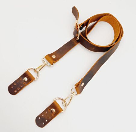 Gerçek Deri Ayarlı Uzun Sap 2.3X130 Crazy Oil Hardal Light Gold Metalli